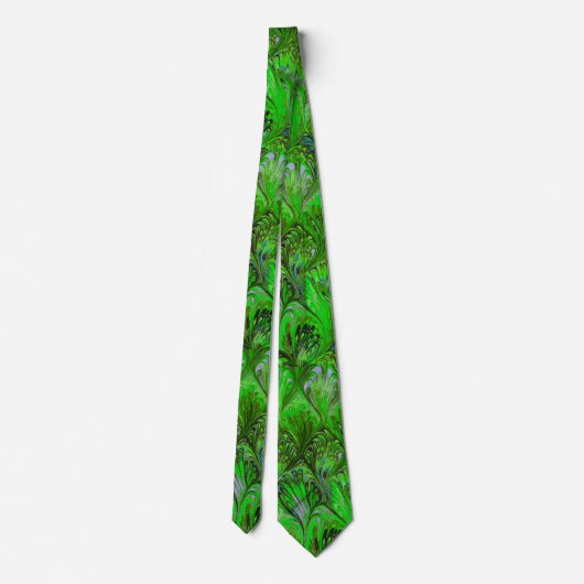 CRAVATE PAPIER MARBÉ, MOTIF ABSTRAIT VERT BLEU PEACOCK (Dos)
