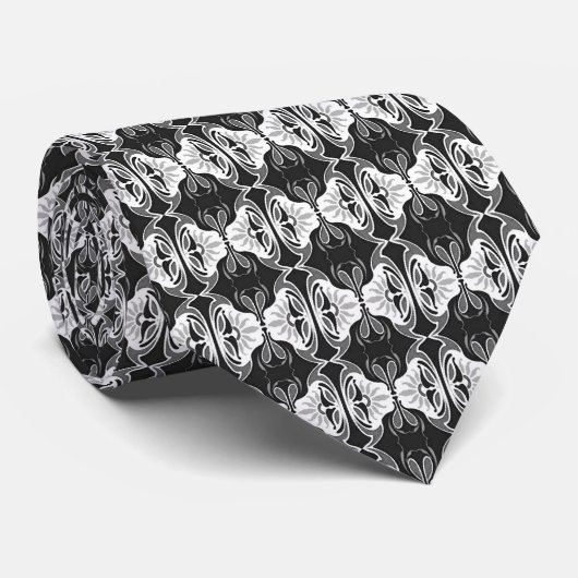 Cravate Papier peint Art Déco motif - noir et blanc (Roulé)