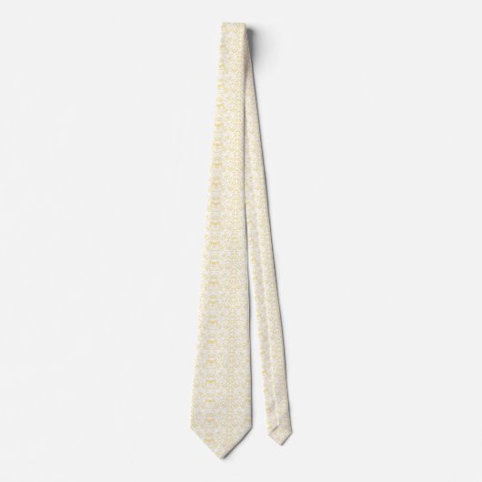 Cravate papier peint blanc et or avec un motif (Devant)