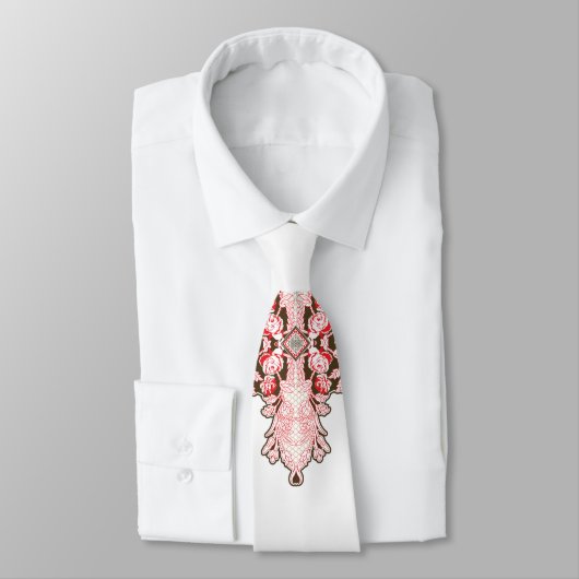 Cravate papier peint design d'intérieur fleurs rouges, dos (Attaché)