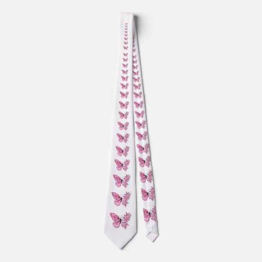 Cravate Papillon à fleurs avec Sakura rose (Devant)