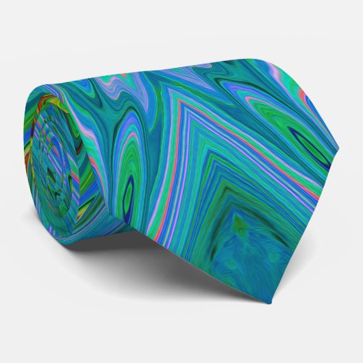 Cravate Papillon Abstrait Chartreuse et Bleu Trippy (Roulé)