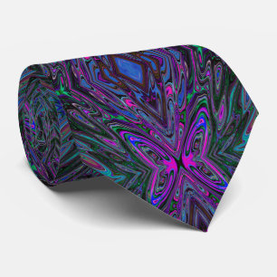 Cravate Papillon Abstrait Magenta, Bleu et Vert Tripant