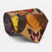 Cravate papillon abstrait printemps violet orange bordeaux (Roulé)
