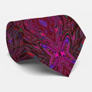 Cravate Papillon Abstrait Rose Chaude, Rouge et Bleu Tripp