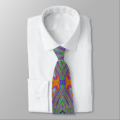 Cravate Papillon Abstrait Tripant Violet, Orange et Vert (Attaché)