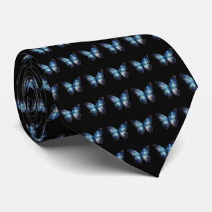 Cravate Papillon bleu motif noir