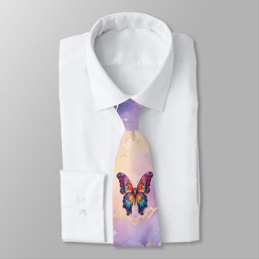 Cravate Papillon Bleu Orange ailes (Attaché)