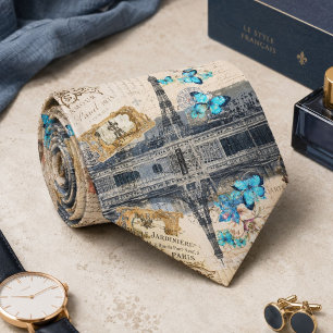 Cravate papillon bleu romantique français paris tour eiffe