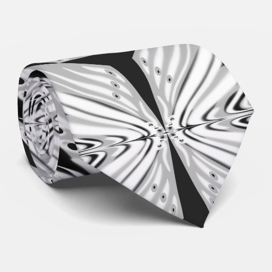 Cravate Papillon gris noir et blanc ailé Abstrait (Roulé)