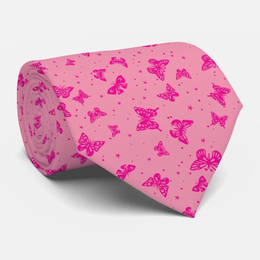 Cravate Papillon motif vintage rose (Roulé)