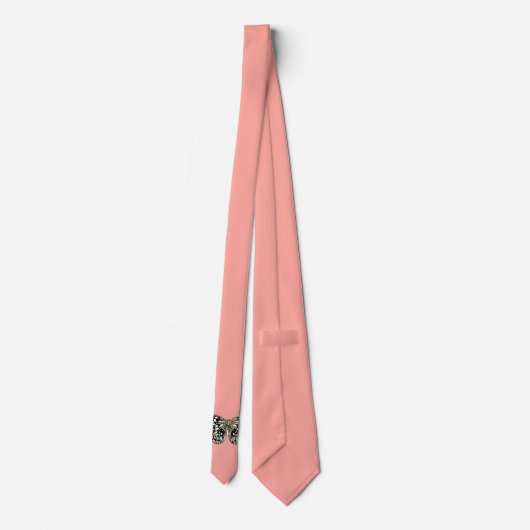 Cravate Papillon noir et blanc, arrière - plan corail rose (Dos)