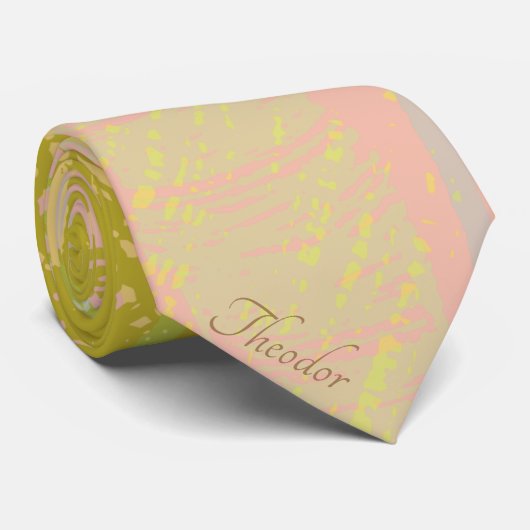 Cravate Papillon Or Abstrait Violet rose Pastel (Roulé)