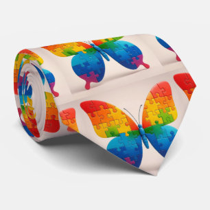 Cravate Papillon Pièces de Puzzle Arc-en-Ciel de Sensibili