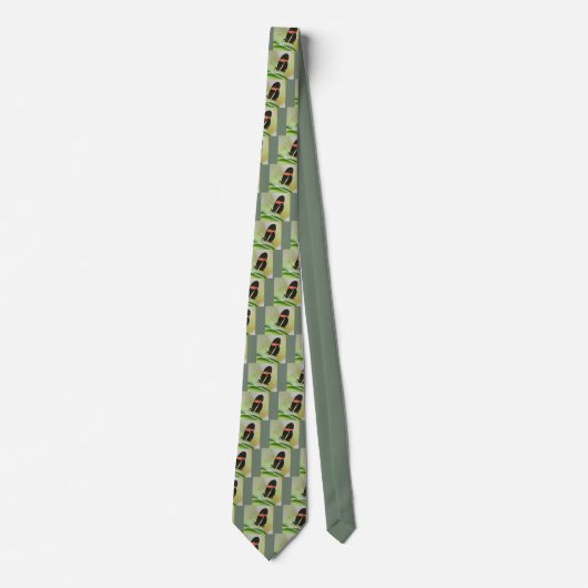 Cravate Papillon postman sur feuille (Devant)