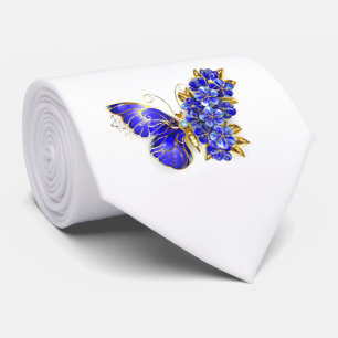 Cravate Papillon saphir à fleurs