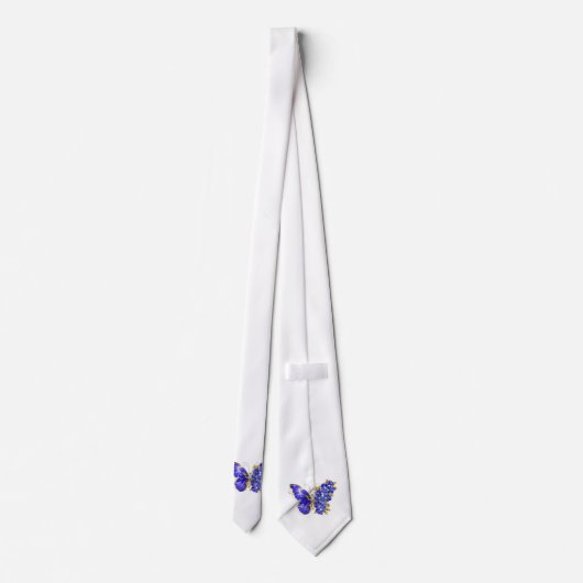 Cravate Papillon saphir à fleurs (Dos)