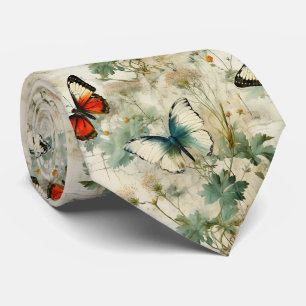 Cravate Papillon sarcelle rêveur de jardin de campagne flo