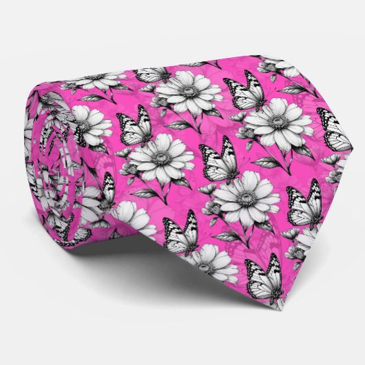 Cravate Papillon Sur Flower Motif Design rose