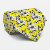 Cravate Papillon sur Motif Fleur Design Jaune (Roulé)