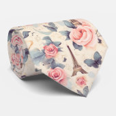 Cravate Papillon Tour Eiffel et Motif Rose (Roulé)