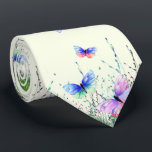 Cravate papillon volant<br><div class="desc">Printemps Joy Cravates avec Papillons colorés Volant dans la nature Aquarelle Peinture Papillon et Fleurs Cravate Cadeau - Choisissez / Ajouter votre texte favori / Couleur - Faites votre cadeau unique - Redimensionnez et déplacez ou ajoutez des éléments avec outil de personnalisation! - Dessin et design par MIGNED. Vous pouvez...</div>