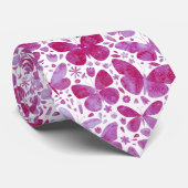 Cravate Papillons Aquarelle rose (Roulé)