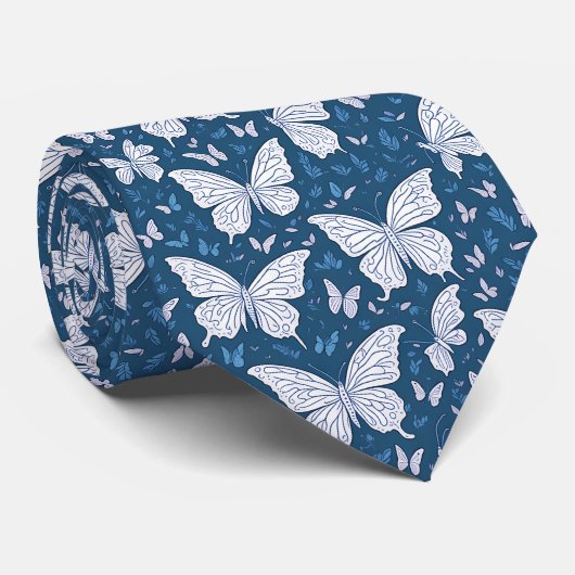 Cravate Papillons bleus | (Roulé)