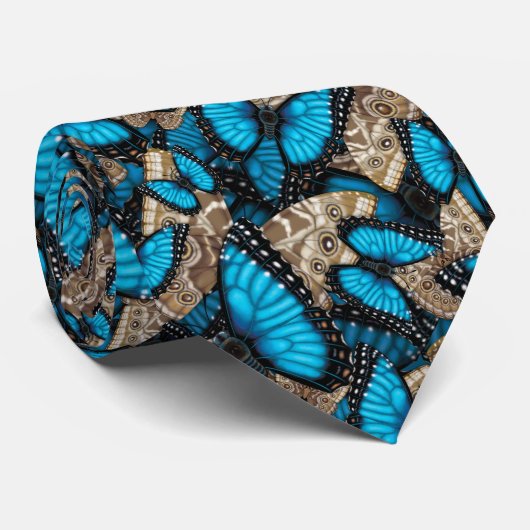 Cravate Papillons bleus de Morpho (Roulé)