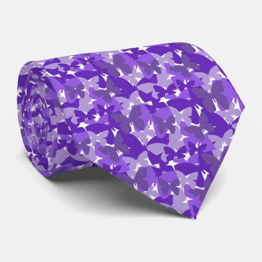 Cravate Papillons dans le pourpre (Roulé)