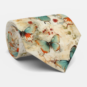 Cravate Papillons et fleurs Vintages colorés (3)