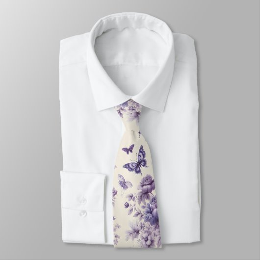 Cravate Papillons Fleurie de Toile de France Violet (Attaché)