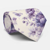 Cravate Papillons Fleurie de Toile de France Violet (Roulé)