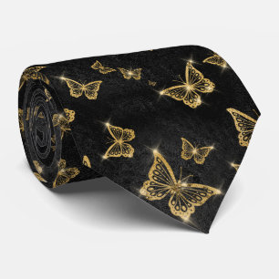 Cravate Papillons glamés à étincelles d'or