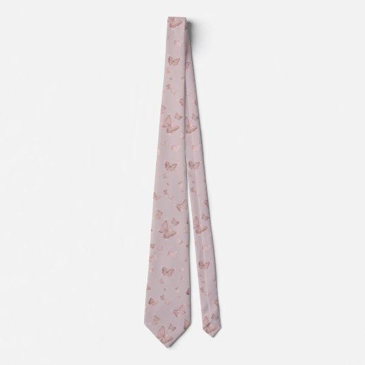 Cravate Papillons glamés roses en or (Devant)