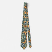 Cravate Papillons Motif Bleu Vert Jaune (Devant)