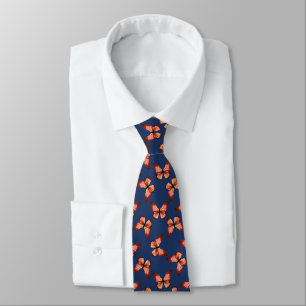 Cravate Papillons Motif orange rose noir