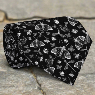 Cravate Papillons Noir Blanc Luxe Classique Sans Couture