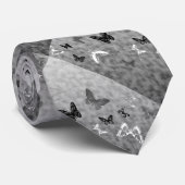 Cravate Papillons noirs et blancs (Roulé)