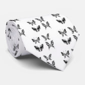 Cravate Papillons noirs et blancs (Roulé)