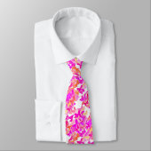 Cravate Papillons, rose, fuchsia et corail (Attaché)