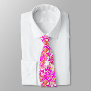 Cravate Papillons, rose, fuchsia et corail