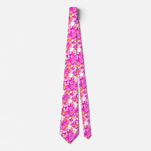 Cravate Papillons, rose, fuchsia et corail (Devant)