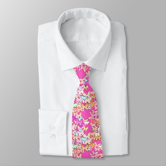 Cravate Papillons, roses multiples et profondes (Attaché)