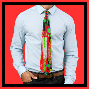 Cravate Papillons rouge vert pourpre
