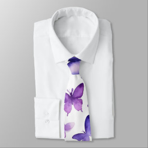 Cravate Papillons vibreurs pourpre Aquarelle