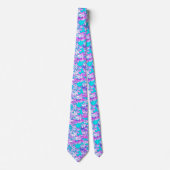 Cravate Papillons, violet et turquoise (Devant)