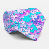 Cravate Papillons, violet et turquoise (Roulé)