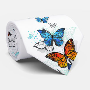 Cravate Papillons volants Morpho et Monarch