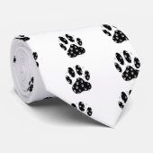 Cravate Paquets blancs sur l'Empreinte de patte noir (Roulé)